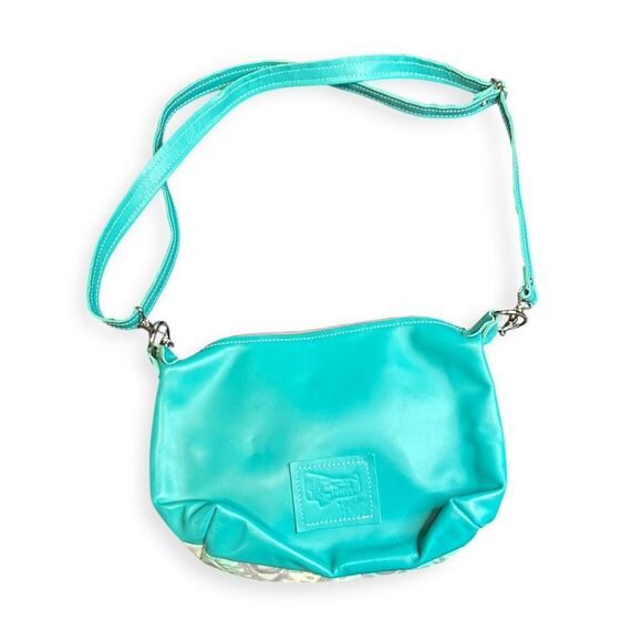 DANCING CACTUS DESIGNS Women’s Turquoise Leather Cowhide Aztec Crossbody Bag - Picture 2 of 6